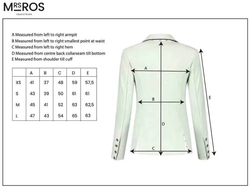 Show Jacket Size Table